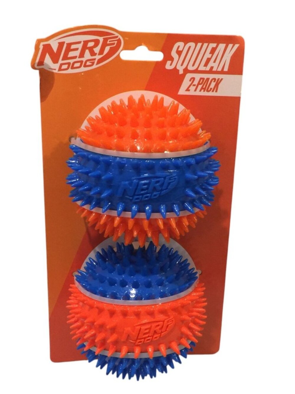 NERF DOG Spiky Blue Orange Balls Set of 2 Squeak